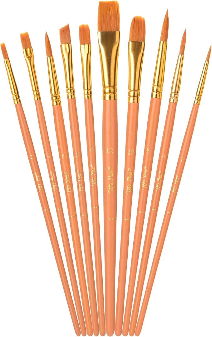 Mr. Pen- Acrylic Paint Brushes Set, 10 Pack, Round & Pointed Tip