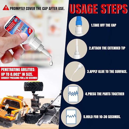 ALECPEA Thin CA Glue 20g, Cyanoacrylate Super Glue with 3 Droppers