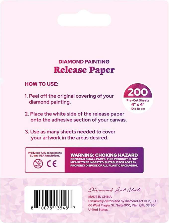 DIAMOND ART CLUB 200-Piece Diamond Painting Release Paper Pack | Premium Multiuse Painting Paper, Precut Cover Replacements, 4" x 4" (10 x 10 cm)
