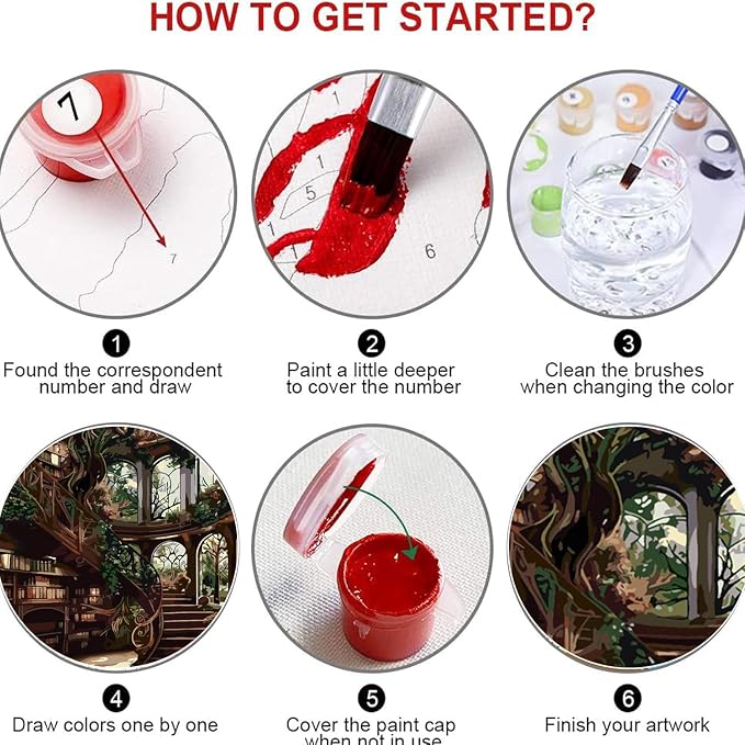 Forest Library Paint by Numbers Kit for Adults Beginner (Without Frame)