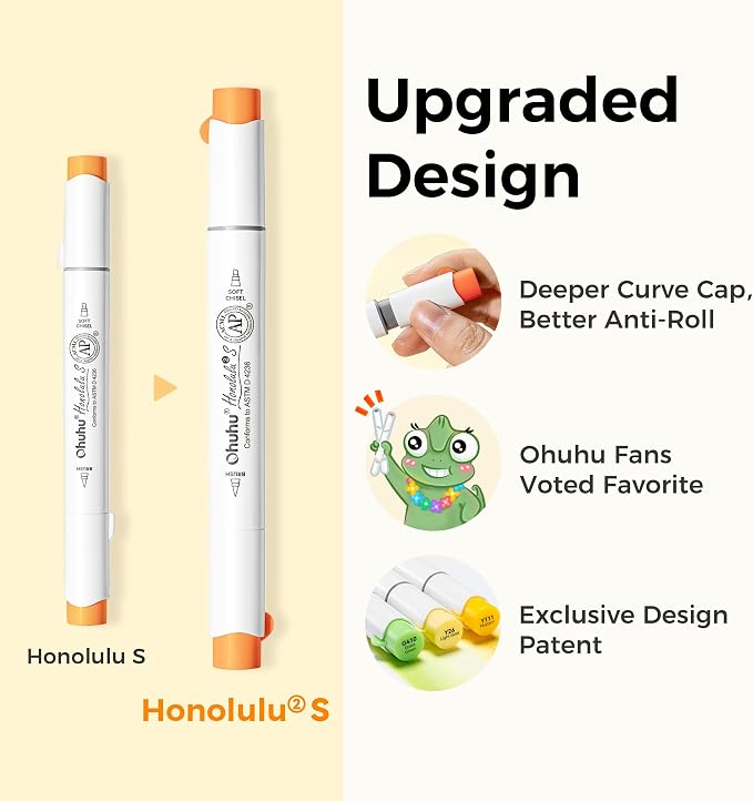 Ohuhu Alcohol Markers 48 Colors Brush& Soft Chisel AP Certified Refillable | Dual Tips Drawing Markers for Artists Beginners Adults Cozy Coloring Illustration Sketching, Honolulu 2S