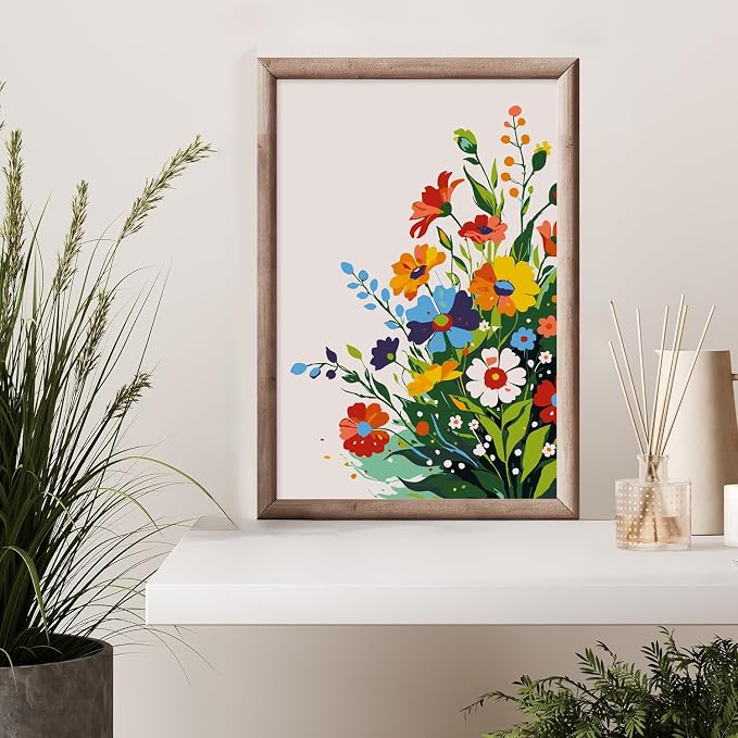 Possoco Framed Paint by Numbers Kit for Adults Beginner & Kids, Flowers Easy Adult Paint by Number Kits on Canvas, DIY Colorful Acrylic Number Painting for Adults for Home Decor Gift 8x12 Inch