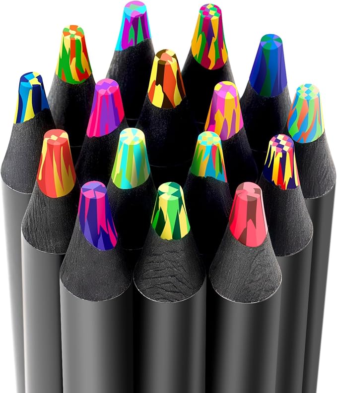 WEMEMORN 16 Color Rainbow Pencils, Colored Pencils for Adults Kids, Multicolored Pencils Art Supplies for Coloring, Drawing, Sketching, Pre-sharpened, Valentines Gifts Easter Basket Stocking Stuffers