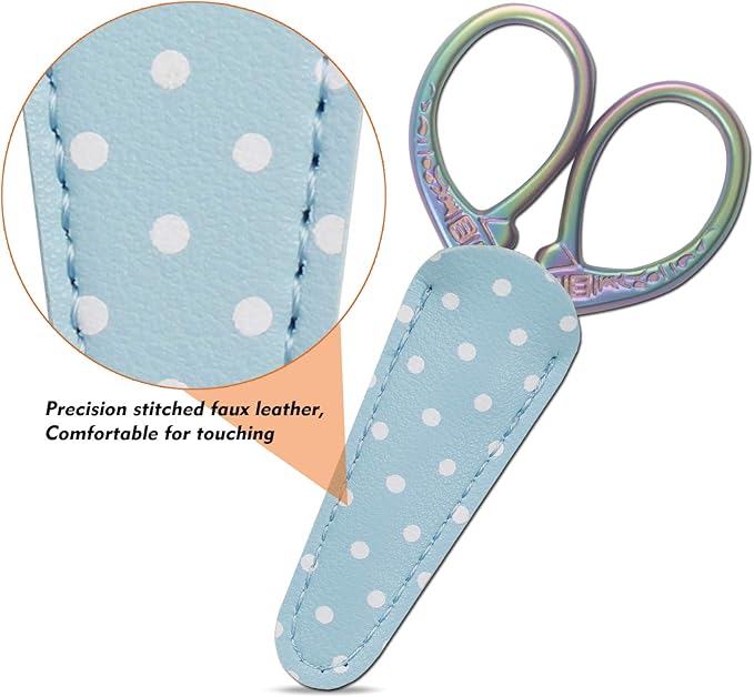 Sharp 3.6 inch Embroidery Scissors for Sewing, Crafting, Leather Sheath | Threading Needlework Scissors with Leather Scissor Cover for Sewing Handicrafts Tool Craft Art Work and Everyday Use
