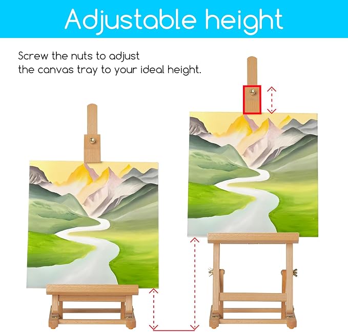 MEEDEN H-Frame Tabletop Easel for Painting: Adjustable Desktop Easel | Painting & Display Table Top Easel Stand - Hold Canvas up to 16" Sturdy Beech Wood Table Art Easel for Adults, Beginners