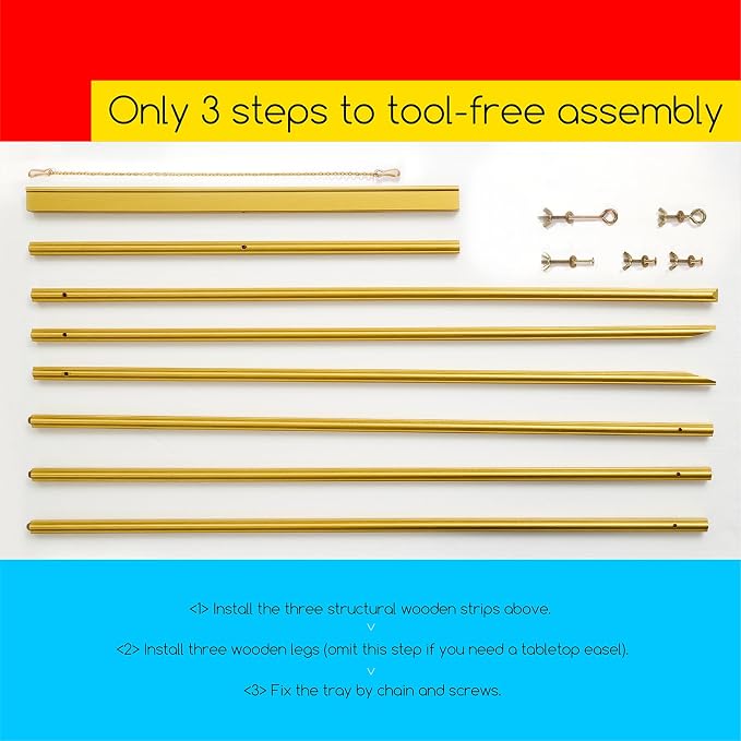 MEEDEN Wooden Easel Stand for Display: Gold Wood Tripod for Poster Board