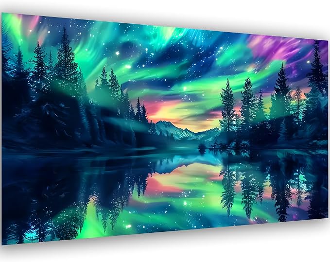 Large Square Drills Diamond Painting Kit, Aurora Diamond Art Square 28x16in | Large Size Diamond Painting Kit Square Drill, 5D Northern Lights Diamond Art Square Drills Kits for Aldults Home Decor Gifts