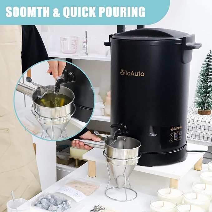 TOAUTO 30Lbs Digital Commercial Wax Melter for Candle Making Large Electric Wax Melting Pot for Candle Making Business with Temperature Control & Quick Pour Spout AC120V / 1100W