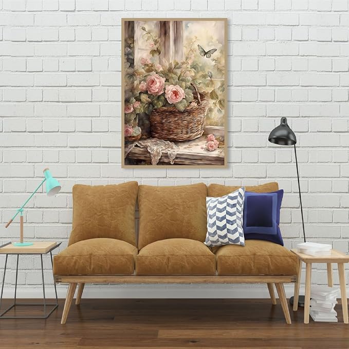 Diamond Art Kits for Adults,Vintage Flower Diamond Painting Kits 12x16in