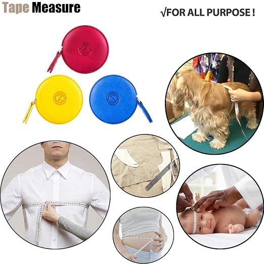 Sewing Tape Measure, Medical Body Cloth Tailor Craft Dieting Measuring Tape, 60 Inch/1.5M Dual Sided Retractable Ruler with Push Button Round(3 Pack, Red Yellow Blue)