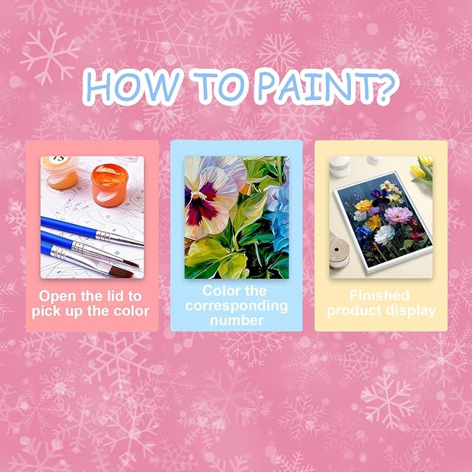 Flowers Paint by Numbers Kit for Adults 16x20 Inch Frameless Wildflowers | Paint by Number for Adults, Flowers Paint by Numbers for Adults Beginner Gift Home Wall Decor