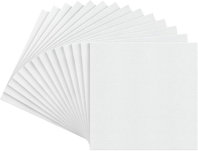 Arteza Canvas Boards for Painting, Pack of 14, 12 x 12 Inches, Square Blank Canvas Panels, 100% Cotton, 12.3 oz Gesso-Primed, Art Supplies for Acrylic Pouring and Oil Painting