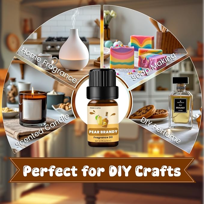 Bakery Essential Oils Set (10 × 5ml), INWICOPH Fragrance Oil for Soap & Candle Making - Pumpkin Pie, Golden Waffle, Hazelnut, Eggnog Cake Aromatherapy Scented Oils