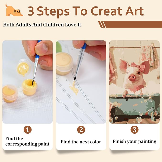 Reivworl Pig Paint by Numbers Kit for Adults Beginner 16×20 inch