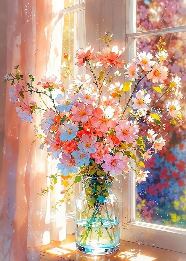 Flowers Diamond Art Kits for Adults, Daisy Diamond Painting Kit 12x16 Inch