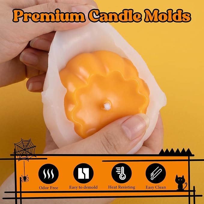 SACATR 5LB Halloween Candle Making Kit with Pumpkin & Ghost Silicone Molds