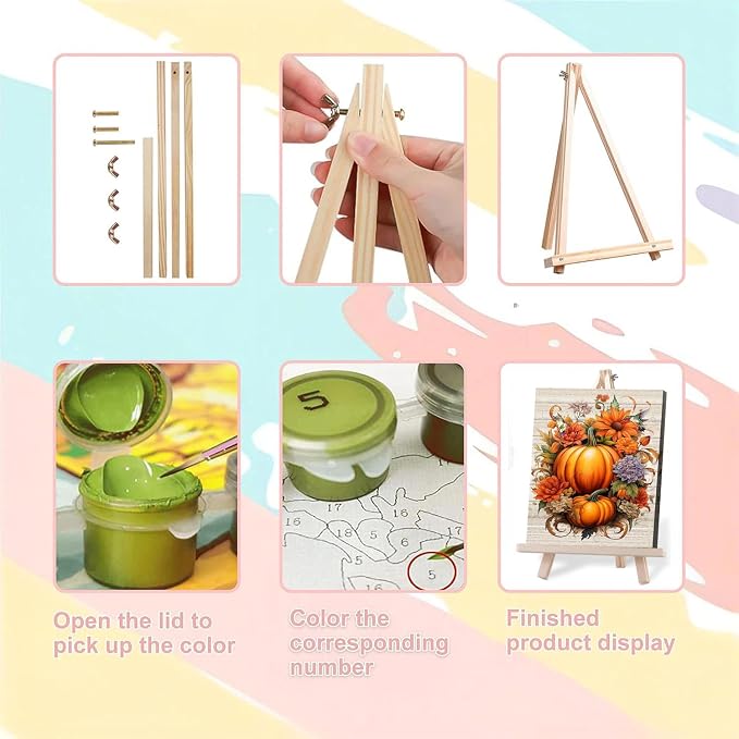 Fall Paint by Numbers for Adults with Framed Canvas-with Wooden Easel,Paint by Numbers Kits Framed Canvas,DIY Acrylic Oil Painting Kits with Brushes Nice Gift Box for Home Wall Decor(12x16 Inch)