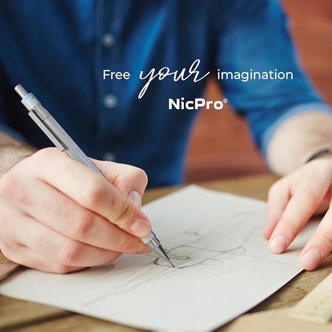 Nicpro Blocky Gear Mechanical Pencils 0.7 mm with Case, 3 Pack