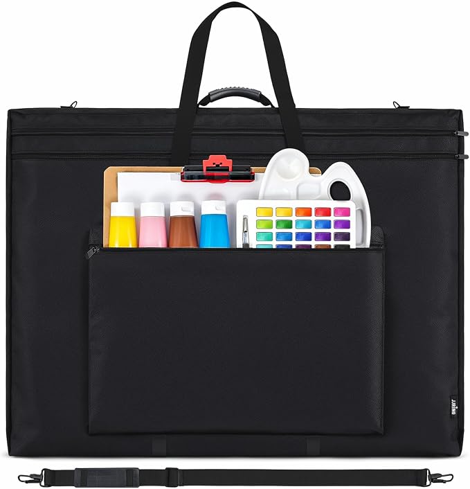 JJRING 32x42 Art Portfolio Tote Bag With Shoulder Strap, Black