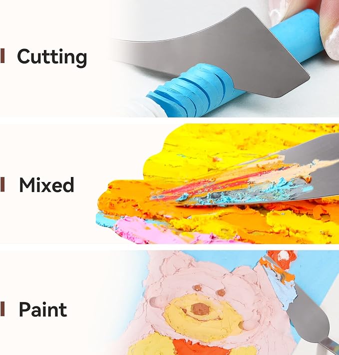 3 Pieces Palette Knife Set Stainless Steel Spatula palette knife for oil painting acrylic painting, Lightwish Painting Knife with Wood Handle for Artist Painting supplies