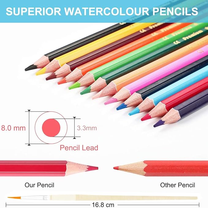 Heshengping, 41pcs Sketching Pencil Set Drawing Sketch Kit Graphite Charcoal Watercolor Pencils Blending Stumps 50page sketchbook, coloring book, Beginners Artist Teens and Adults