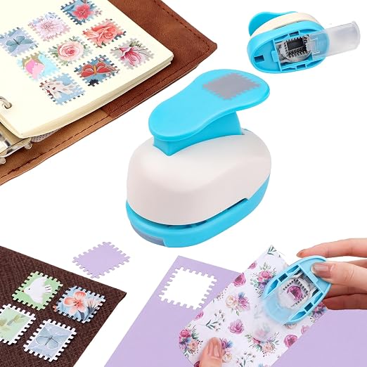 BAOFALI Stamp Puncher 0.8x0.7 inch Stamp Punch Rectangular Postage Stamp Punch |Stamp Hole Puncher| Lever Action Paper Punches for Scrapbooking Journaling Card Making