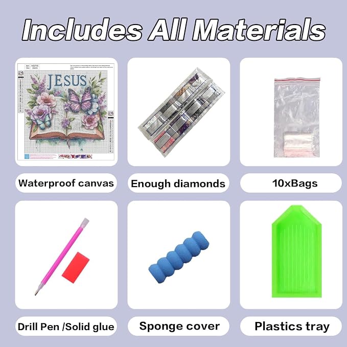 HHMATITS Jesus Diamond Art Kits for Adults, Book Diamond Painting Kits