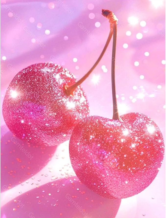 Gamteldot Cherry Diamond Art Kits for Adults-5D Diamond Painting Kits with Complete DIY Tools,Full Drill Diamond Dots Gem Art Crafts for Adults,Perfect Home Wall Decor and Gift-12x16in