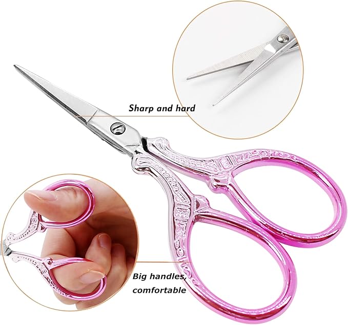 3.6Inch Little Scissors Sewing Scissors with Leather Scissor Cover | Stainless Steel Sharp Tip Craft Scissor for Embroidery Craft Needlework Artwork Cross Stitch DIY Thread