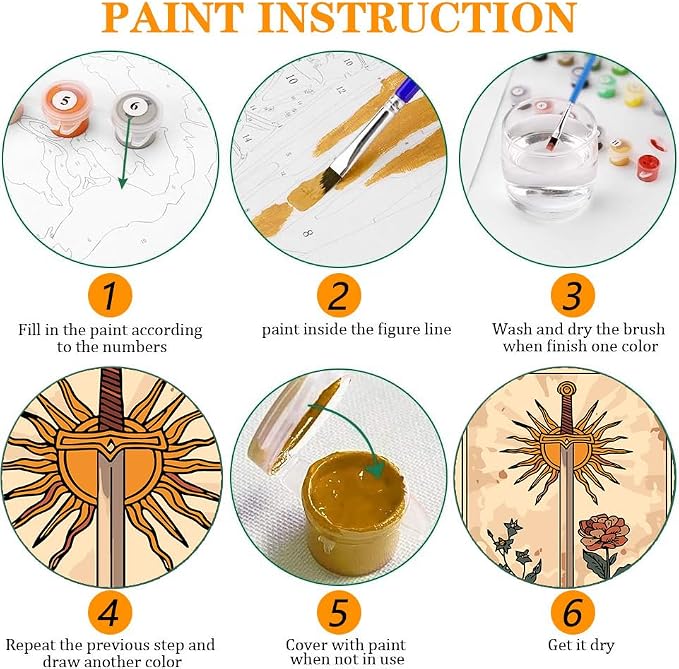 Axquilon 3 Packs Tarot Paint by Numbers Kit for Adults 12x16in