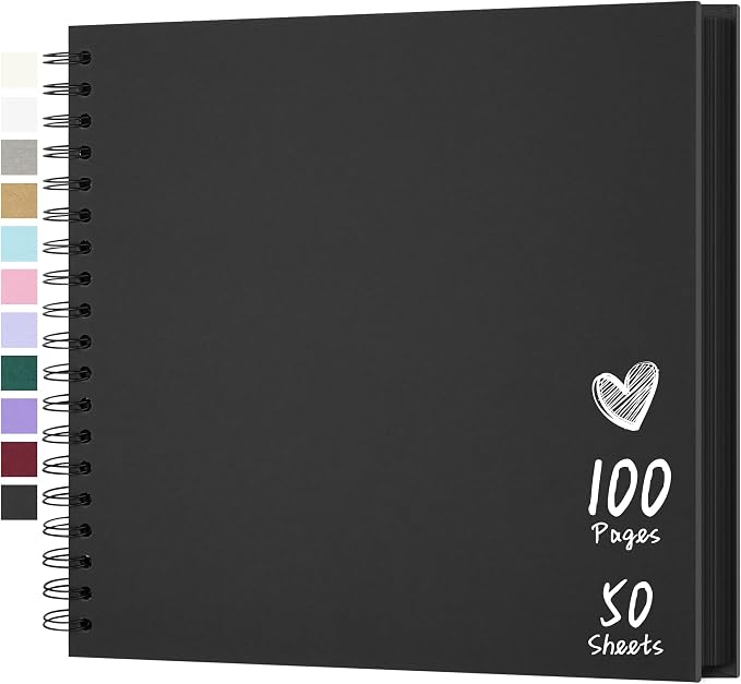 Scrapbook Photo Album 10"x10" 50 Sheets 100 Pages Hardcover Kraft Paper