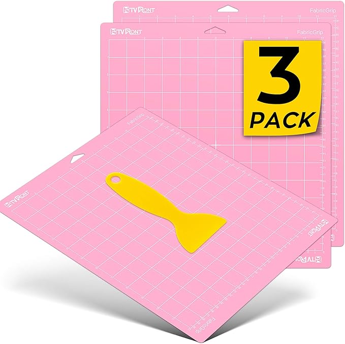 HTVRONT Fabric Grip Cutting Mat 12x12, 3 Pack, Quilting & Crafting | Compatible with Cricut Maker 4/3/Maker, Explore 5/4/3/Air 2/One Machine, Fabric Adhesive Sticky, Quilting Cutting Mats