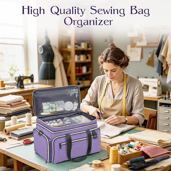 Anitor Sewing Supplies Organizer, Double Layer Sewing Storage Organizer