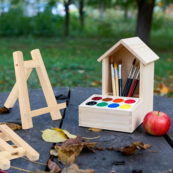 Yiksonyo 12 Pack 11 Inch Wooden Easel, Tabletop Wood Easels Stand, Wooden Easel for Painting, Art, and Crafts