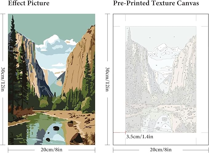 6 Pack Paint by Numbers Kit for Adults Beginner National Park 8x12 Inch | Without Frame Canvas, DIY Acrylic Painting by Numbers National Parks Landscape, Stress Relief Craft Kits, For Home Decor Gift
