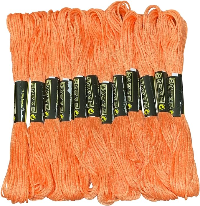 12 Skeins Embroidery Floss Orange Color, Friendship Bracelet String Cross Stitch Embroidery Thread Floss Bracelet Making Yarn, Craft Floss（Orange）