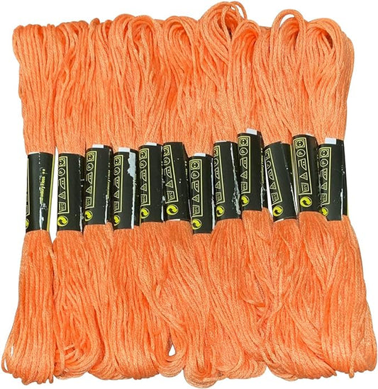 12 Skeins Embroidery Floss Orange Color, Friendship Bracelet String Cross Stitch Embroidery Thread Floss Bracelet Making Yarn, Craft Floss（Orange）