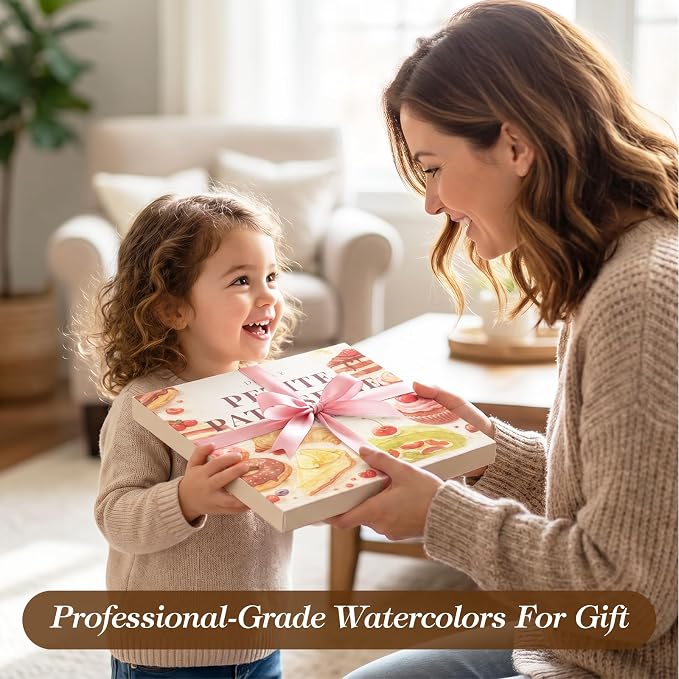 Watercolor Workbook for Beginners,18 Baking Water Coloring Book,Relaxing & Easy to Paint Water Coloring Book with 24 Colors-Perfect for Gifting to Creativity & Joy for Adults