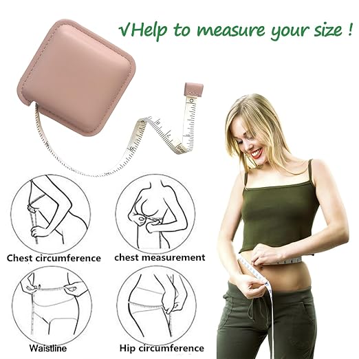 Tape Measure for Body Measuring Medical Body Cloth Tailor Craft Dieting Measuring Tape, 79 Inch/2 M Dual Sided Retractable Measuring Tape for Body Fabric Sewing Measurements Square(Pink)