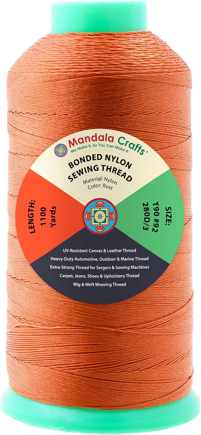 Mandala Crafts Size 92 280D T90 Rust Bonded Nylon Thread, 1100 YDs