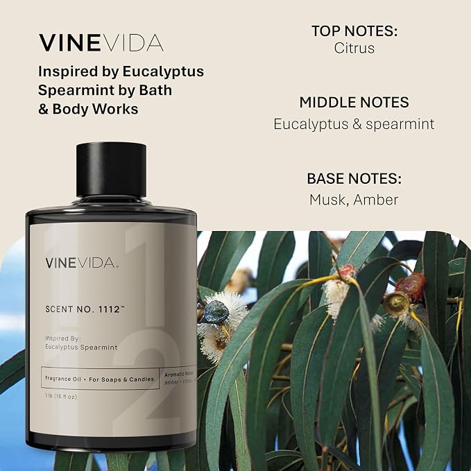 VINEVIDA [16oz] Eucalyptus Spearmint Fragrance Oil for Candle Making and Soap Making - Premium Candle Scents for Soy Candles