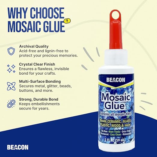 BEACON Mosaic Glue - Non-Toxic & Water Resistant, Ideal for All Tiles & Surfaces, 2-Ounce (Pack of 2)