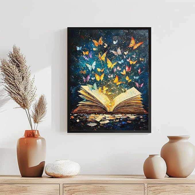 TCDZMYGS Book Paint by Numbers Kit for Adults Beginner,Butterfly Adult Paint by Number Kits on Canvas Without Frame,DIY Acrylic Oil Painting by Numbers Kits for Home Wall Decor 16x20 inch