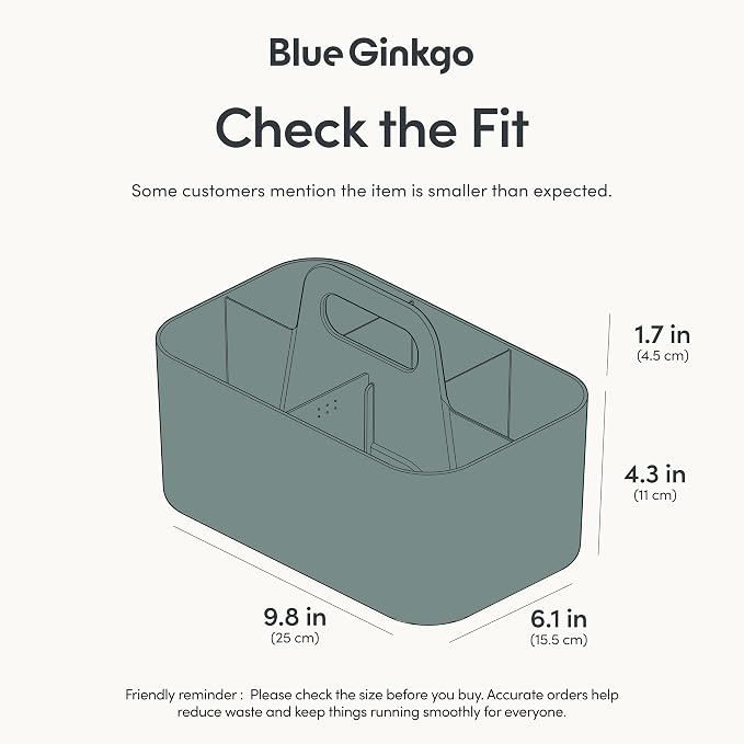 BLUE GINKGO Stackable Organizer Caddy, Rectangle, Green, Made in Korea