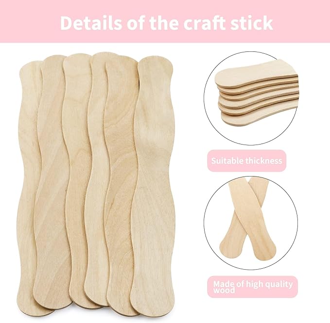94 Pcs Church Fans Handheld Set, 60 Cardstock Paper Fans with 30 Wavy Wooden Sticks and 4 Rolls of Double-Sided Tape, Handheld Blank White Cardstock for DIY Crafting Painting Custom Fans