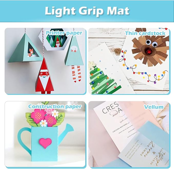 HTVRONT Light Grip Cutting Mat 12x12, 2 Pack, Quilting & Crafting | Compatible with Cricut Maker 4/3/Maker, Explore 5/4/3, Air 2/One, Light Adhesive Sticky Quilting, Vinyl Crafts