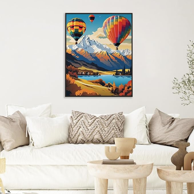 Paint by Numbers Kit for Adults, Hot Air Balloon Number Painting Canvas Kit | DIY Acrylic Painting Set for Beginners, Stress Relief Relaxing Craft, Home Wall Decor, Holiday Gift for Adults, 16x20 Inch