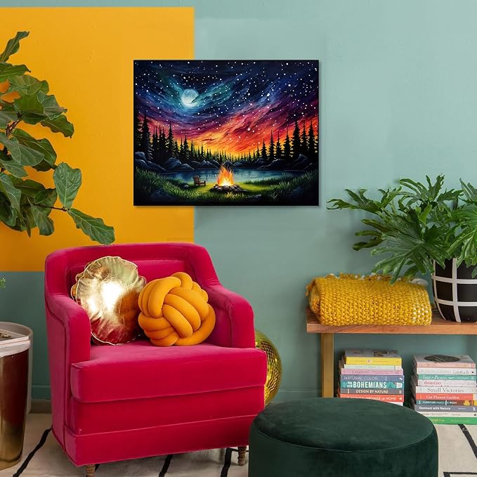HITO Starry Sky Paint by Numbers Kit for Adults, Adult Paint by Number Kits | Landscape Paint by Numbers for Adults Beginner, Bonfire Paint by Numbers for Gift Home Wall Decor 16x20 Inch Frameless