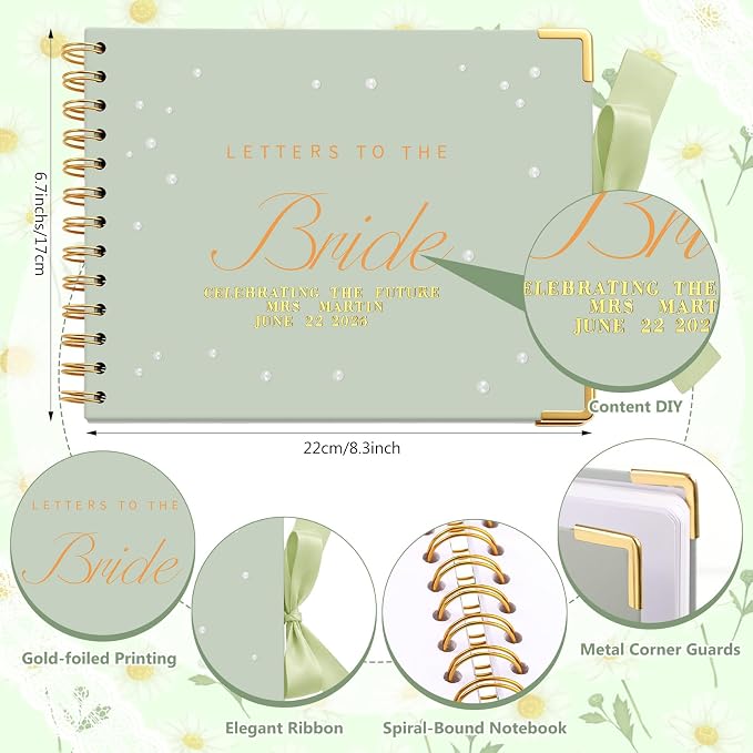 Letters to Bride Scrapbook,8.5 X 7 Inch,Classic,Green