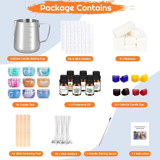 OFUN Candle Making Kit for Adults, DIY Candle Making Supplies for Beginner, Christmas DIY Gifts, Candle Making Kits for Adults - Includes Beeswax, Essential Oils, Dyes, and More, Crafts for Adult